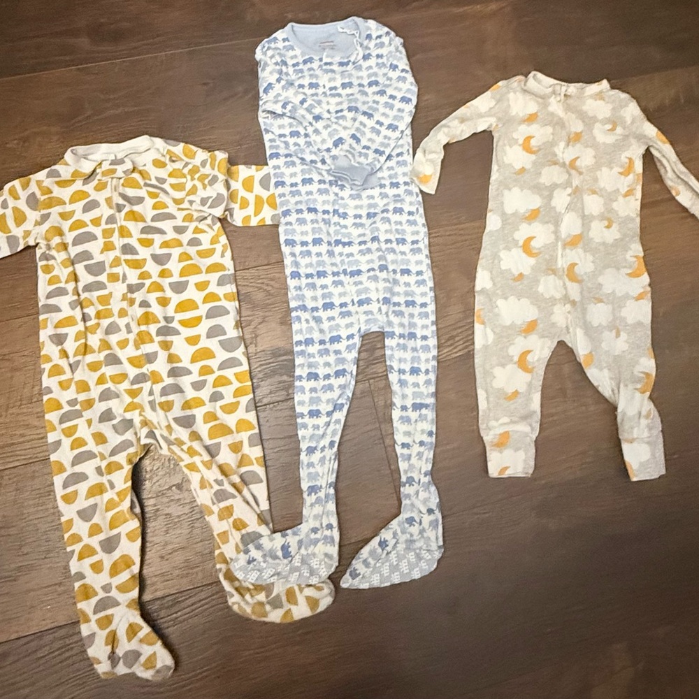 Carter's Kids Footies Set - Yellow, Blue, Gray